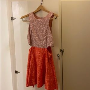 Mixed Florals Printed Dress with Cutouts at Waist